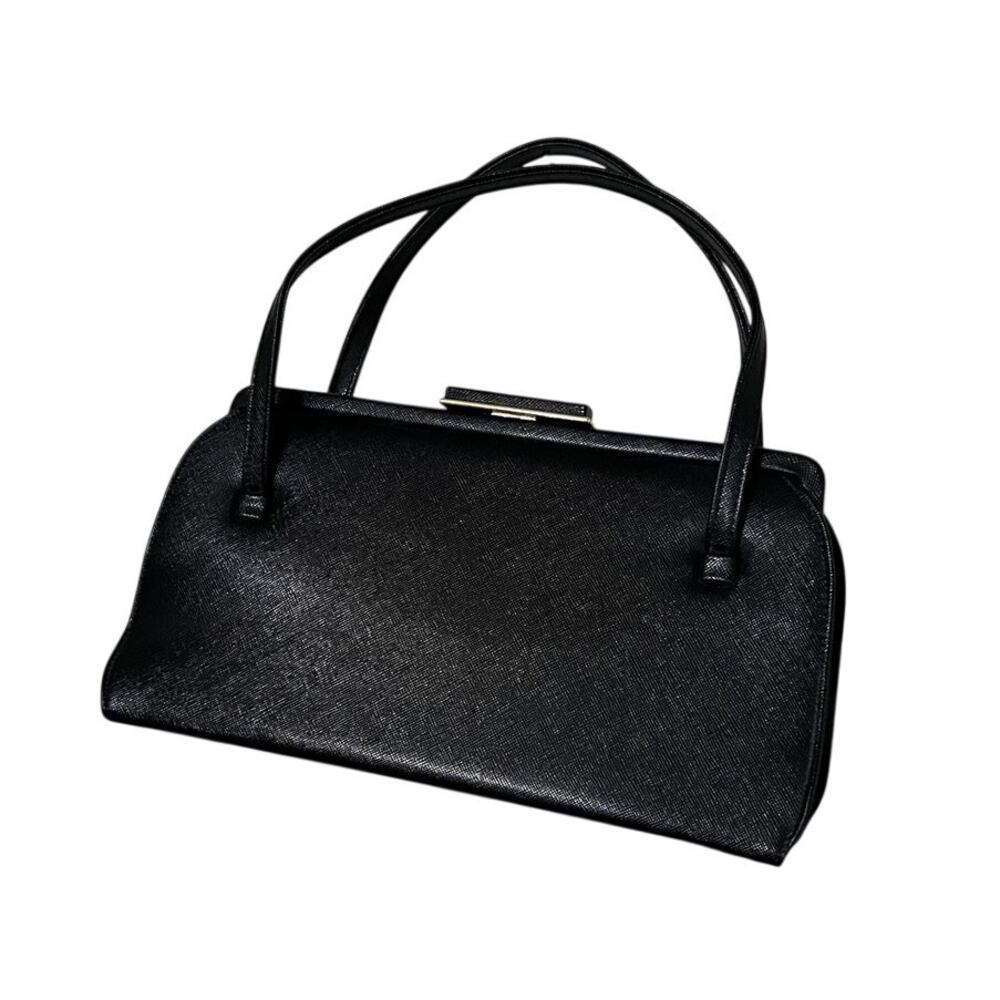 Vintage THEODOR CALIFORNIA Black Leather Double Handle Handbag